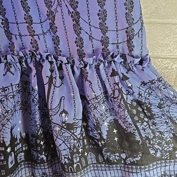 Axes Femme Purple Chiffon Disney Castle Victorian Dress Calab Japan Import Sz. M - Picture 6 of 10
